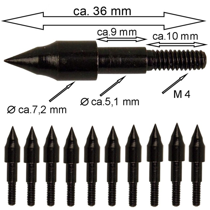 Haller Arrowhead, Screw-On, Black, Metal, 10 pcs.
